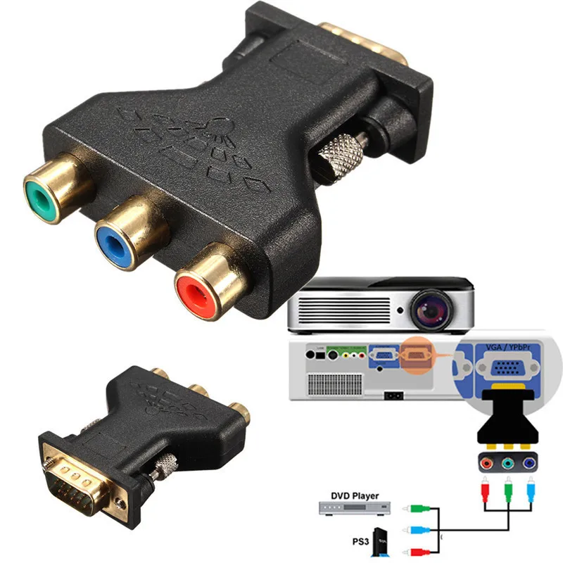 Hot Sale VGA to RCA Adapter 3 RCA Video Female To HD15 Pin